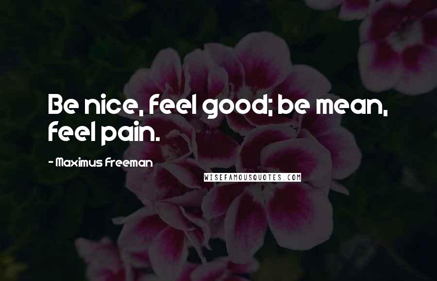 Maximus Freeman Quotes: Be nice, feel good; be mean, feel pain.