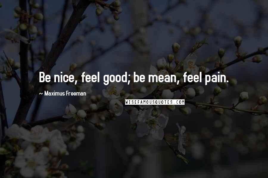 Maximus Freeman Quotes: Be nice, feel good; be mean, feel pain.