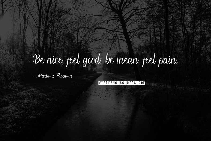 Maximus Freeman Quotes: Be nice, feel good; be mean, feel pain.