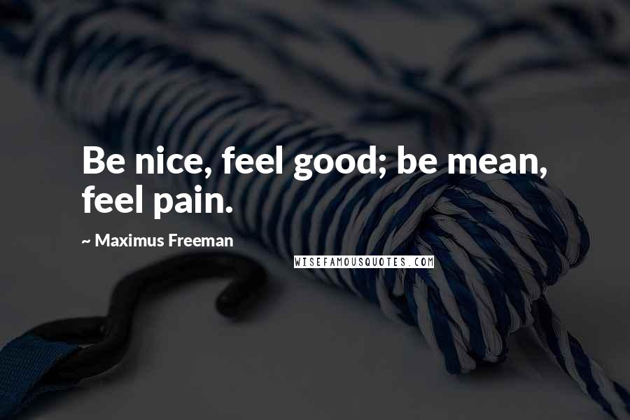 Maximus Freeman Quotes: Be nice, feel good; be mean, feel pain.