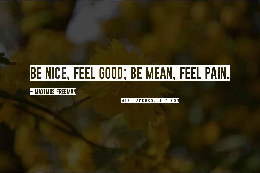 Maximus Freeman Quotes: Be nice, feel good; be mean, feel pain.