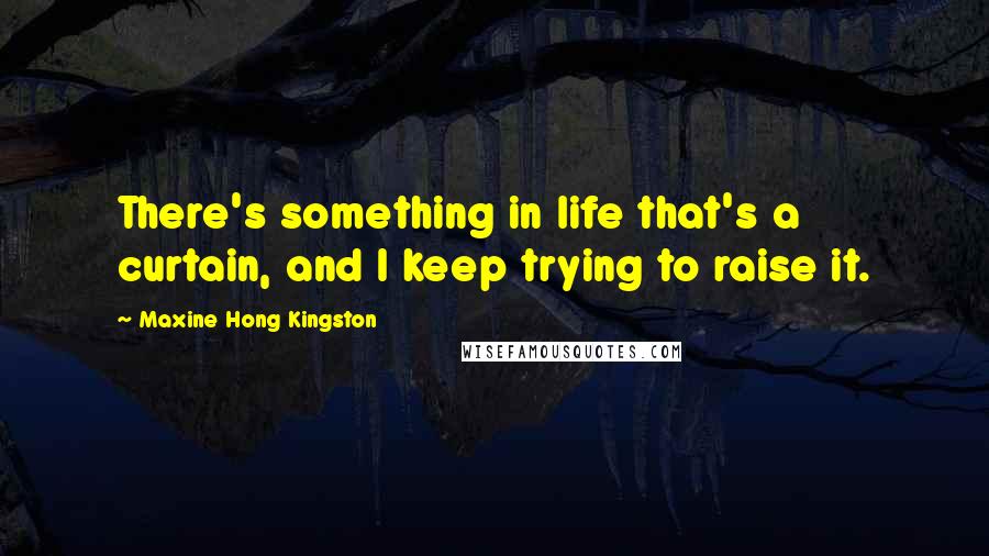 Maxine Hong Kingston Quotes: There's something in life that's a curtain, and I keep trying to raise it.