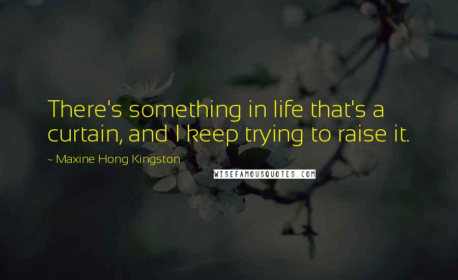 Maxine Hong Kingston Quotes: There's something in life that's a curtain, and I keep trying to raise it.