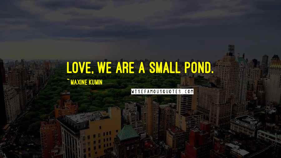 Maxine Kumin Quotes: Love, we are a small pond.