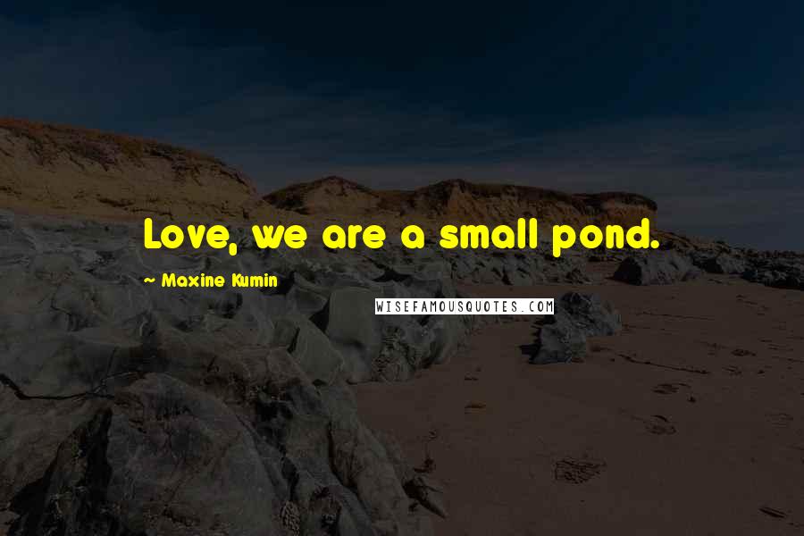 Maxine Kumin Quotes: Love, we are a small pond.