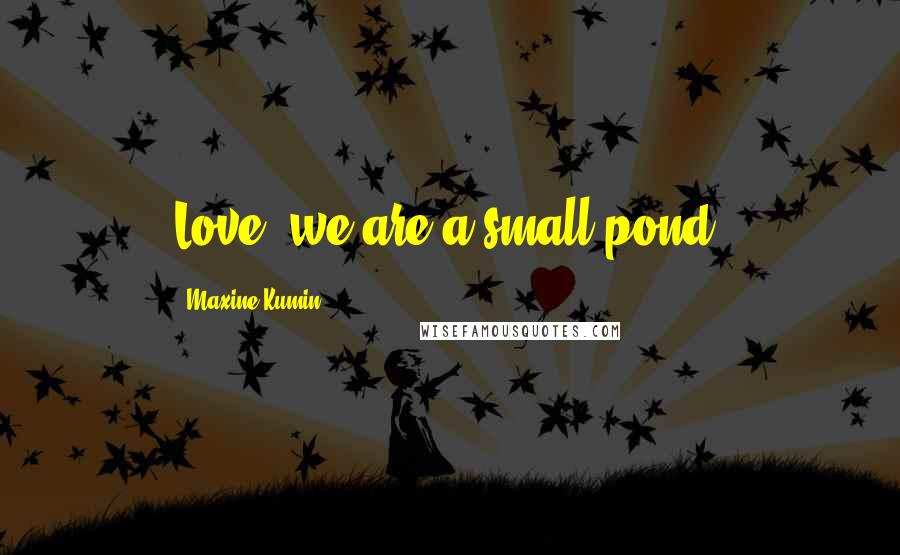 Maxine Kumin Quotes: Love, we are a small pond.