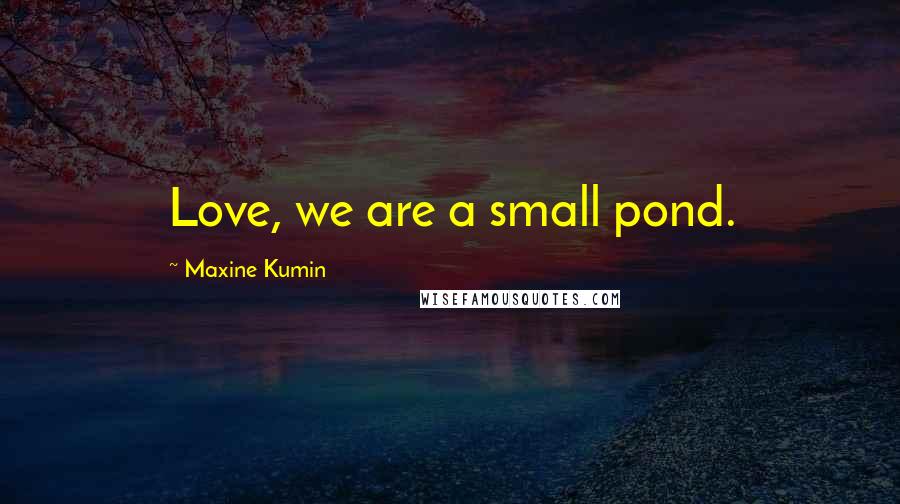 Maxine Kumin Quotes: Love, we are a small pond.