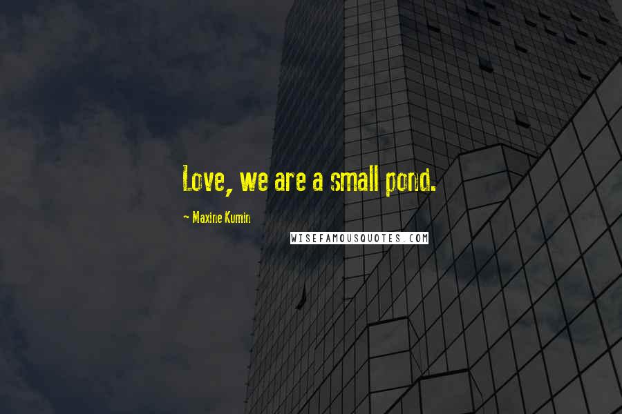 Maxine Kumin Quotes: Love, we are a small pond.