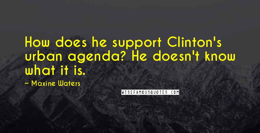 Maxine Waters Quotes: How does he support Clinton's urban agenda? He doesn't know what it is.