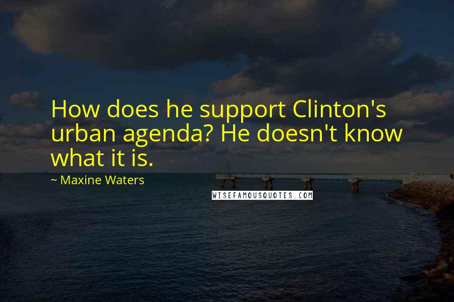 Maxine Waters Quotes: How does he support Clinton's urban agenda? He doesn't know what it is.