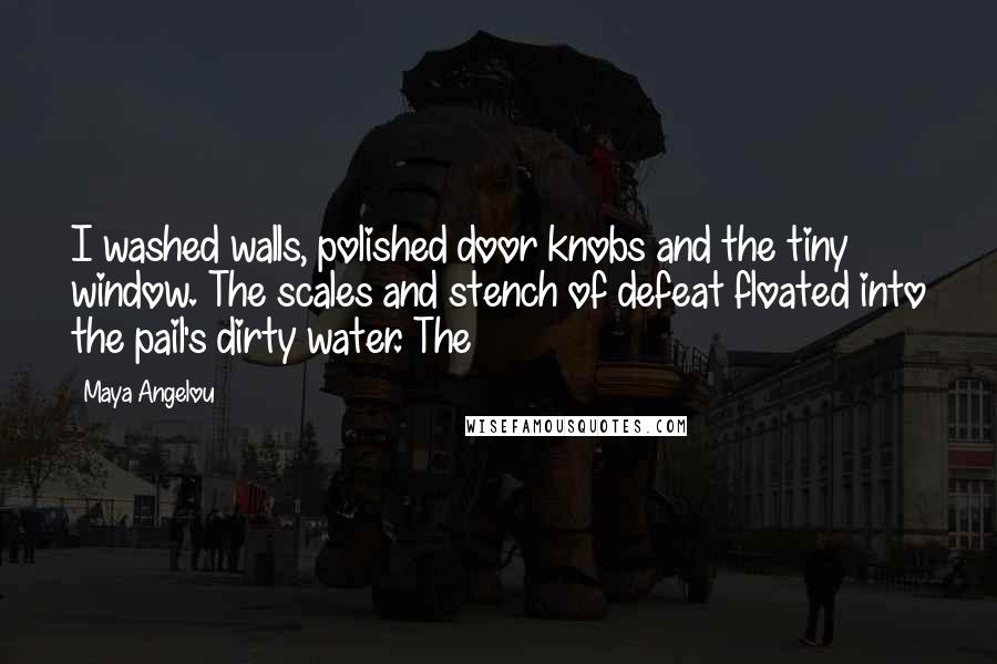 Maya Angelou Quotes: I washed walls, polished door knobs and the tiny window. The scales and stench of defeat floated into the pail's dirty water. The