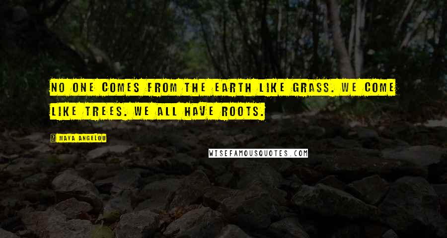 Maya Angelou Quotes: No one comes from the earth like grass. We come like trees. We all have roots.