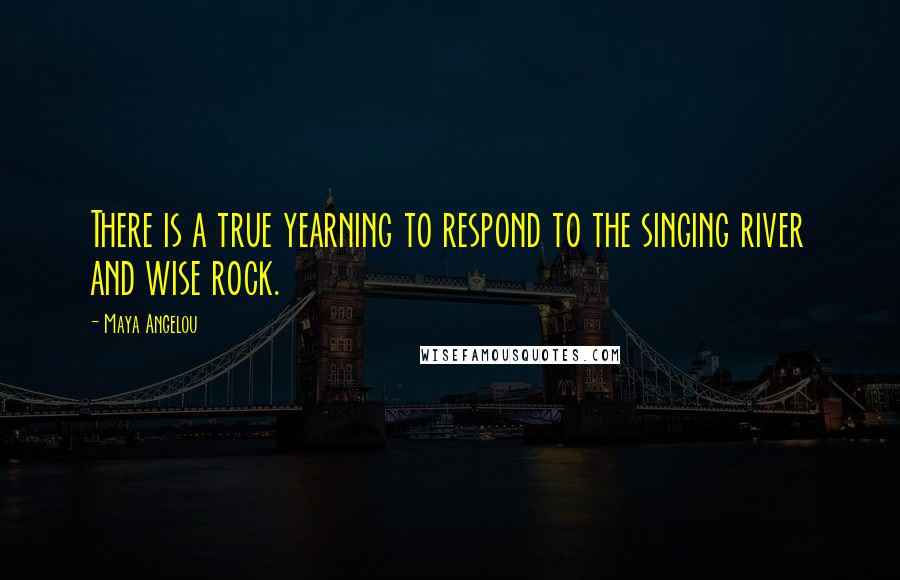 Maya Angelou Quotes: There is a true yearning to respond to the singing river and wise rock.