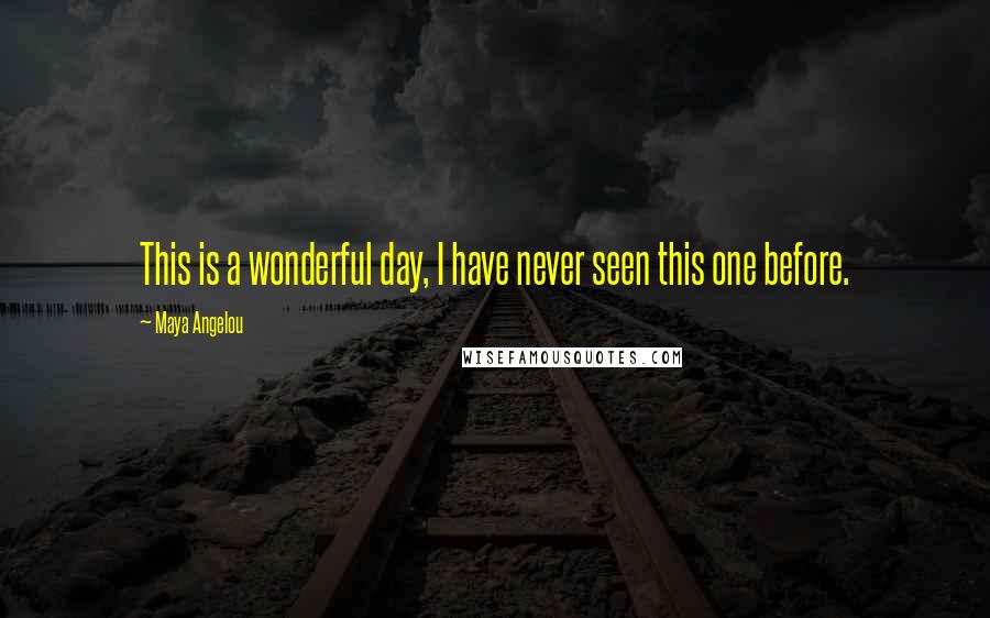 Maya Angelou Quotes: This is a wonderful day, I have never seen this one before.