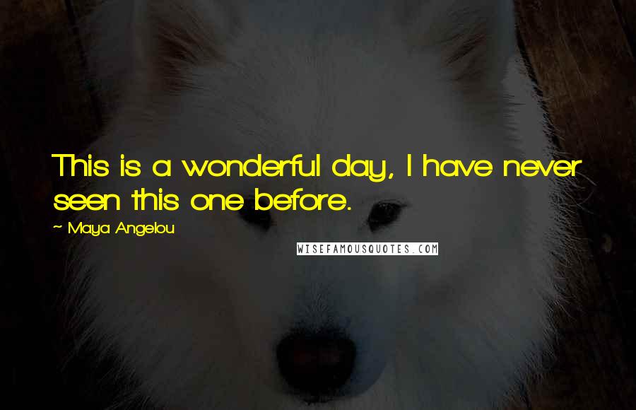 Maya Angelou Quotes: This is a wonderful day, I have never seen this one before.