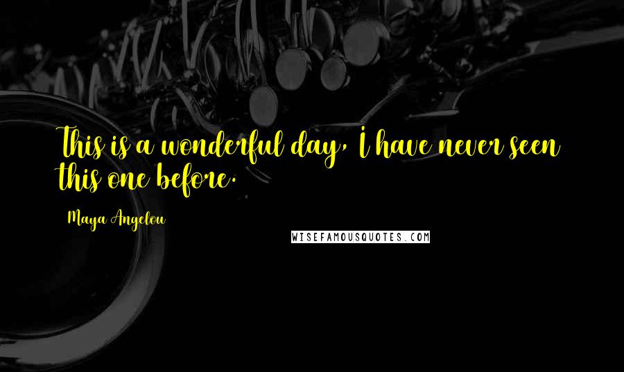 Maya Angelou Quotes: This is a wonderful day, I have never seen this one before.