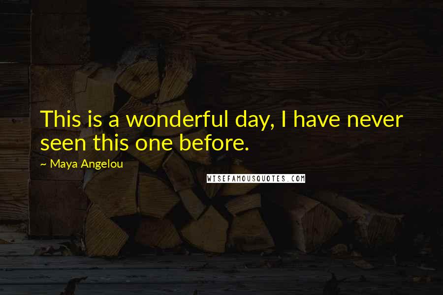 Maya Angelou Quotes: This is a wonderful day, I have never seen this one before.