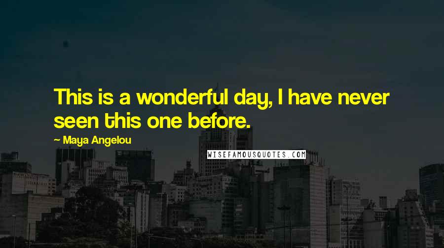 Maya Angelou Quotes: This is a wonderful day, I have never seen this one before.