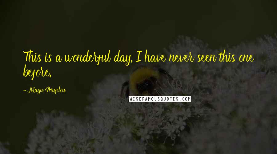 Maya Angelou Quotes: This is a wonderful day, I have never seen this one before.