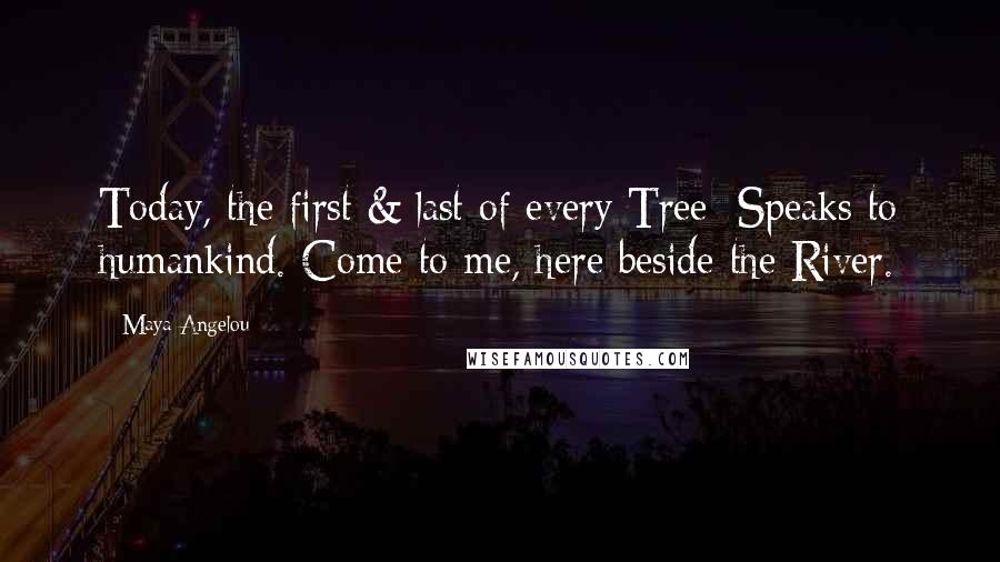 Maya Angelou Quotes: Today, the first & last of every Tree/ Speaks to humankind. Come to me, here beside the River.