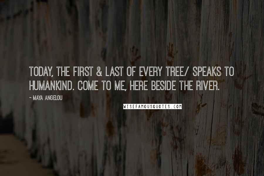 Maya Angelou Quotes: Today, the first & last of every Tree/ Speaks to humankind. Come to me, here beside the River.