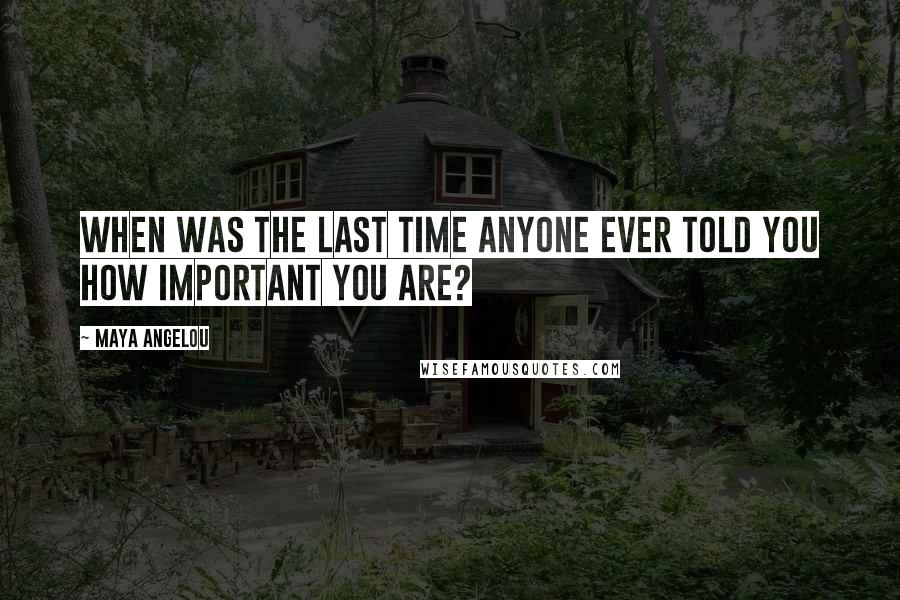 Maya Angelou Quotes: When was the last time anyone ever told you how important you are?