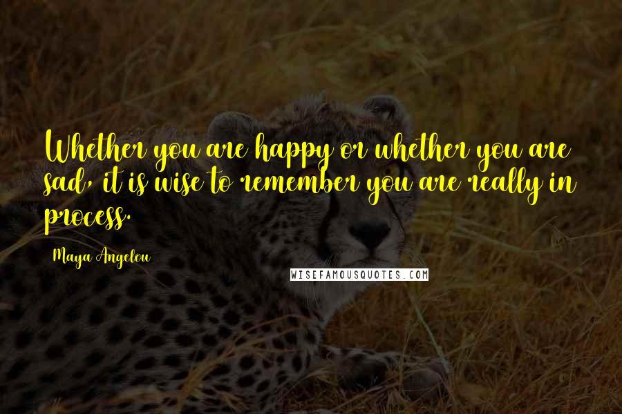 Maya Angelou Quotes: Whether you are happy or whether you are sad, it is wise to remember you are really in process.