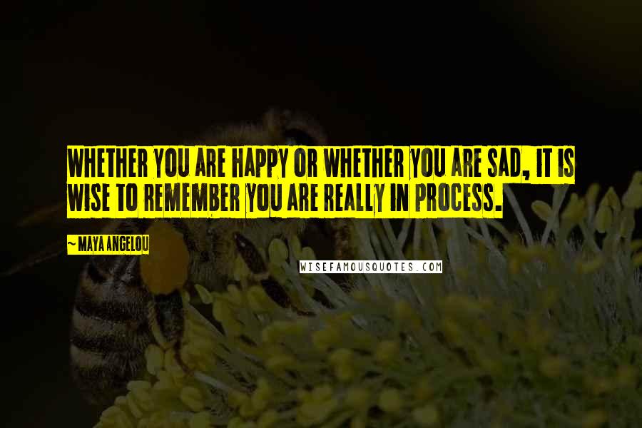 Maya Angelou Quotes: Whether you are happy or whether you are sad, it is wise to remember you are really in process.