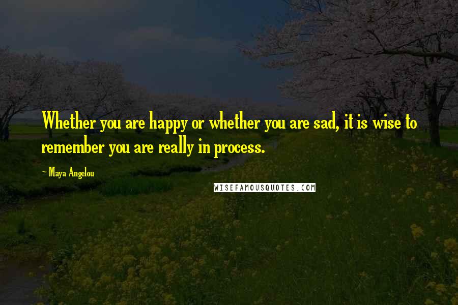 Maya Angelou Quotes: Whether you are happy or whether you are sad, it is wise to remember you are really in process.