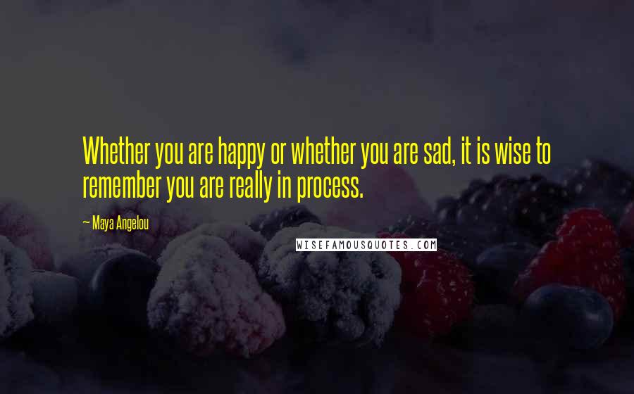 Maya Angelou Quotes: Whether you are happy or whether you are sad, it is wise to remember you are really in process.