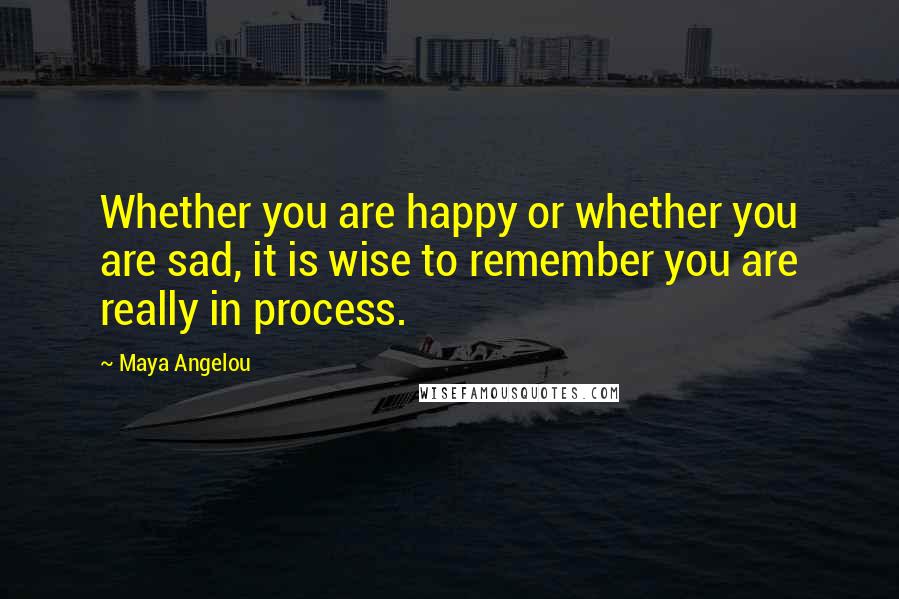 Maya Angelou Quotes: Whether you are happy or whether you are sad, it is wise to remember you are really in process.