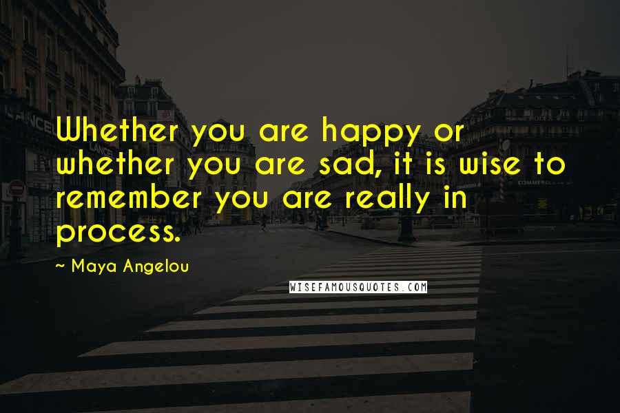 Maya Angelou Quotes: Whether you are happy or whether you are sad, it is wise to remember you are really in process.