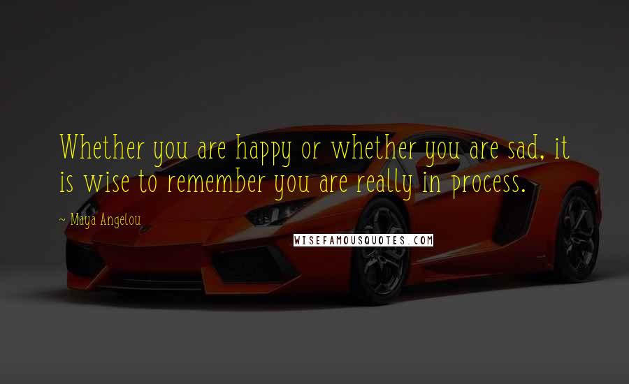 Maya Angelou Quotes: Whether you are happy or whether you are sad, it is wise to remember you are really in process.