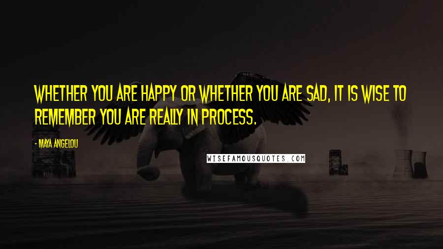 Maya Angelou Quotes: Whether you are happy or whether you are sad, it is wise to remember you are really in process.