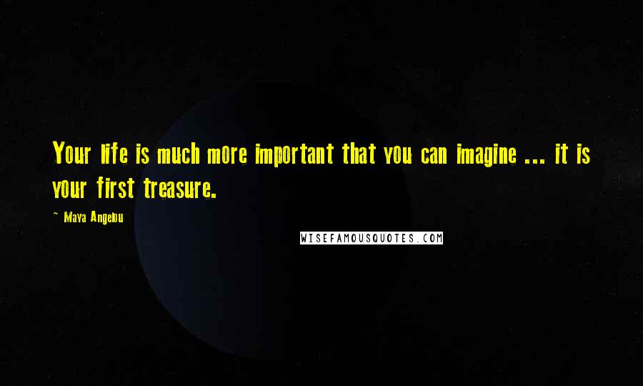 Maya Angelou Quotes: Your life is much more important that you can imagine ... it is your first treasure.