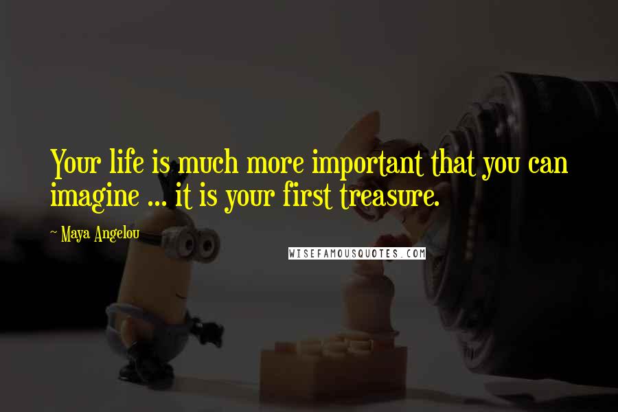 Maya Angelou Quotes: Your life is much more important that you can imagine ... it is your first treasure.