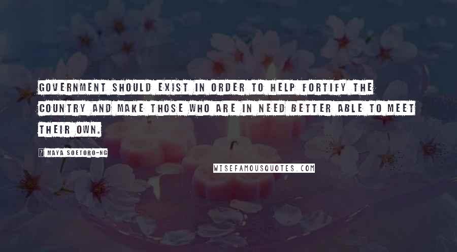 Maya Soetoro-Ng Quotes: Government should exist in order to help fortify the country and make those who are in need better able to meet their own.
