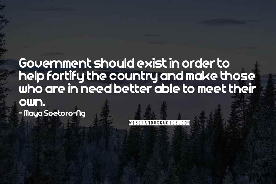 Maya Soetoro-Ng Quotes: Government should exist in order to help fortify the country and make those who are in need better able to meet their own.