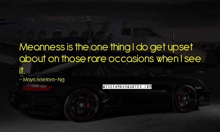 Maya Soetoro-Ng Quotes: Meanness is the one thing I do get upset about on those rare occasions when I see it.