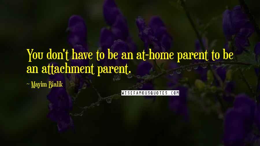 Mayim Bialik Quotes: You don't have to be an at-home parent to be an attachment parent.