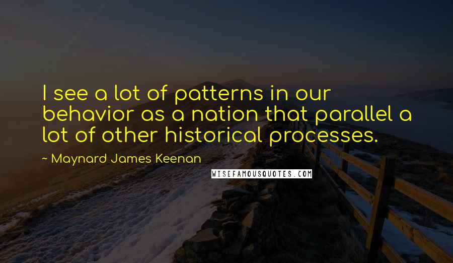 Maynard James Keenan Quotes: I see a lot of patterns in our behavior as a nation that parallel a lot of other historical processes.