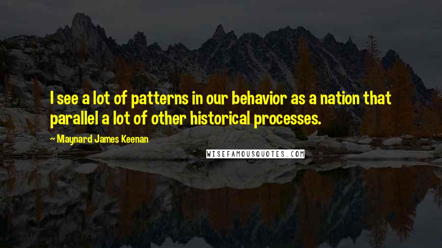 Maynard James Keenan Quotes: I see a lot of patterns in our behavior as a nation that parallel a lot of other historical processes.