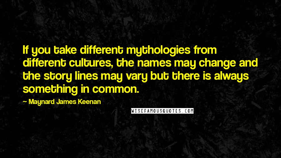 Maynard James Keenan Quotes: If you take different mythologies from different cultures, the names may change and the story lines may vary but there is always something in common.