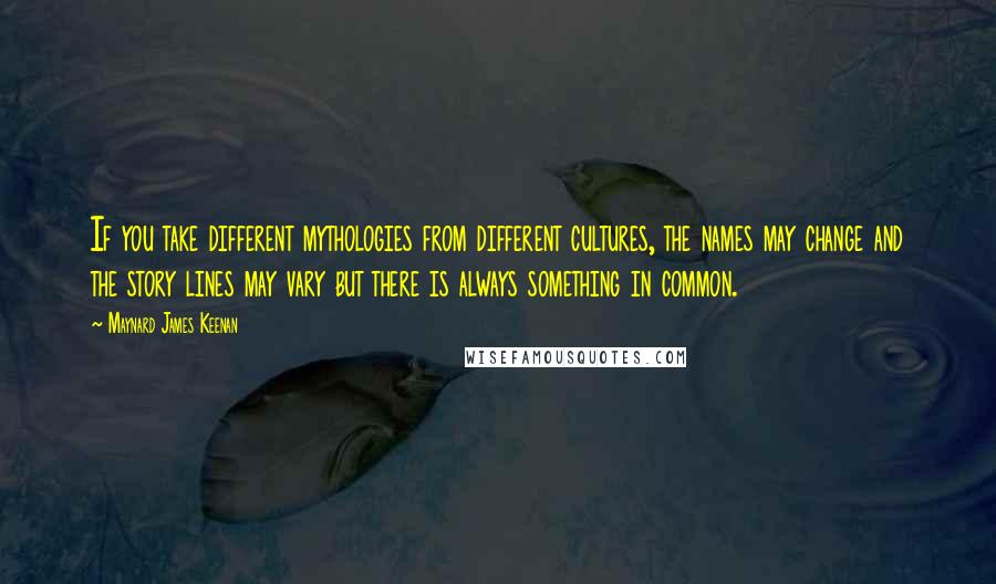 Maynard James Keenan Quotes: If you take different mythologies from different cultures, the names may change and the story lines may vary but there is always something in common.