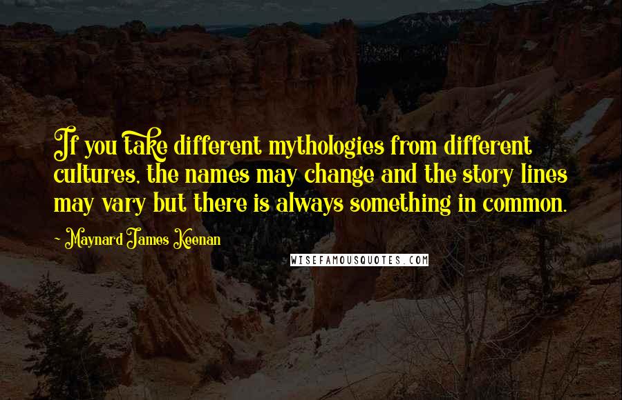 Maynard James Keenan Quotes: If you take different mythologies from different cultures, the names may change and the story lines may vary but there is always something in common.