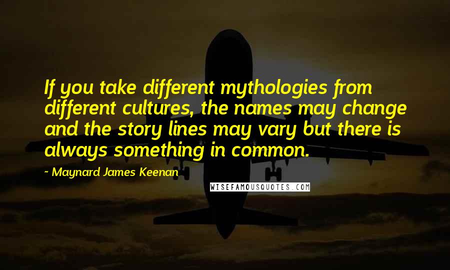 Maynard James Keenan Quotes: If you take different mythologies from different cultures, the names may change and the story lines may vary but there is always something in common.