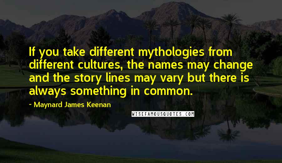 Maynard James Keenan Quotes: If you take different mythologies from different cultures, the names may change and the story lines may vary but there is always something in common.