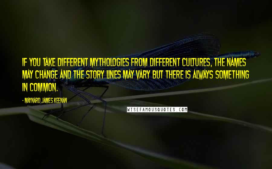 Maynard James Keenan Quotes: If you take different mythologies from different cultures, the names may change and the story lines may vary but there is always something in common.