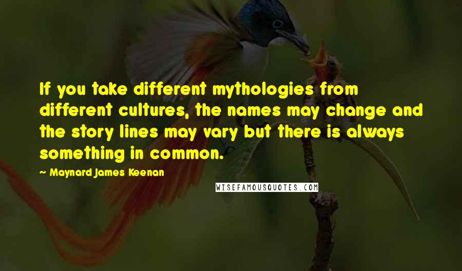 Maynard James Keenan Quotes: If you take different mythologies from different cultures, the names may change and the story lines may vary but there is always something in common.