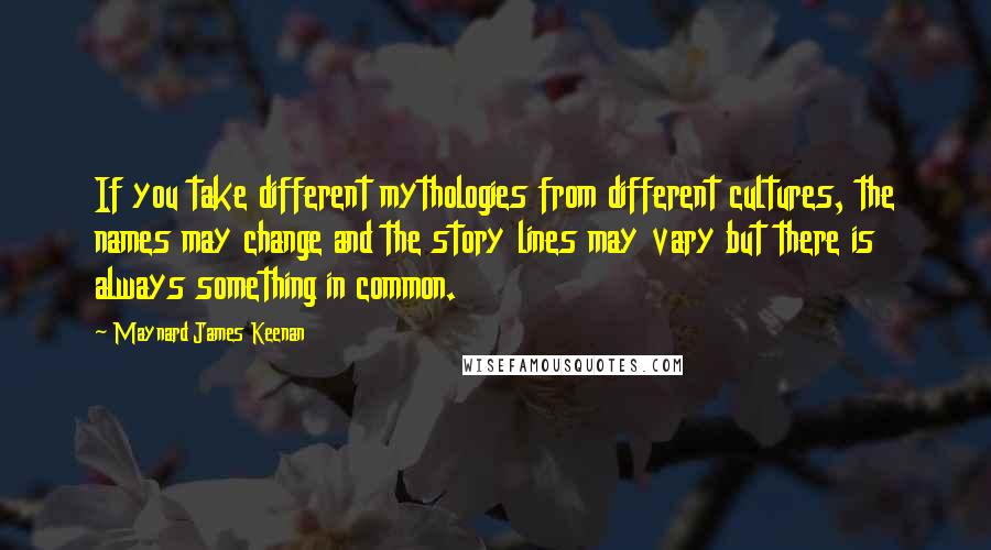 Maynard James Keenan Quotes: If you take different mythologies from different cultures, the names may change and the story lines may vary but there is always something in common.